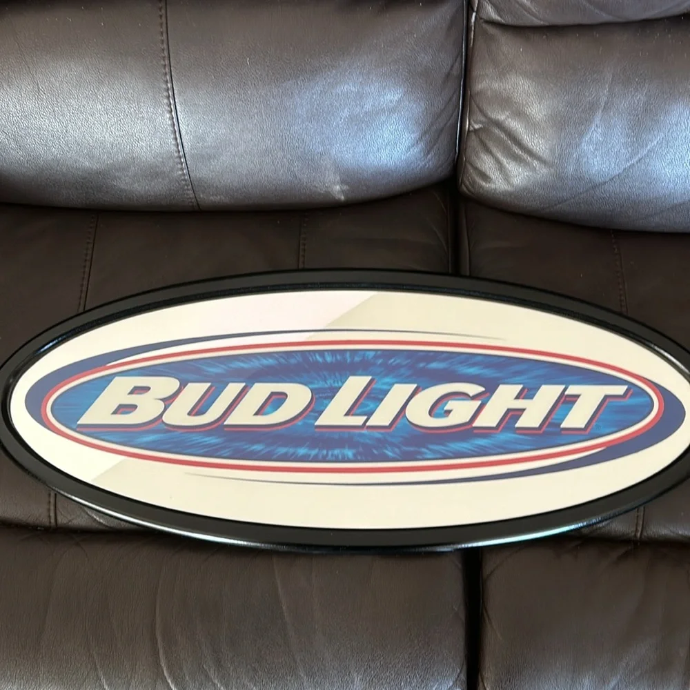 Bud Light oval mirror logo sign